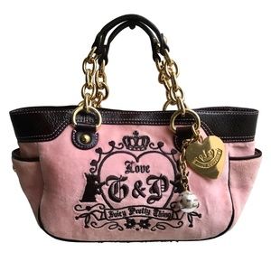 Vintage pink Juicy Couture Velour Terry Crown Hand Bag